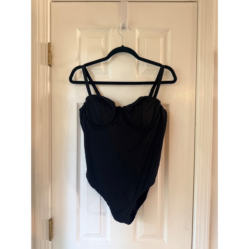 AQUA Underwire One Piece Swimsuit Black Sweetheart Neck Exclusive Size Large NEW